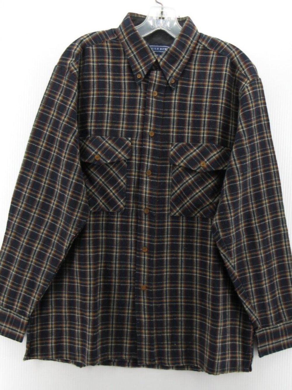VINTAGE Savile Row Shirt Medium Flannel Button Down Plaid Workwear